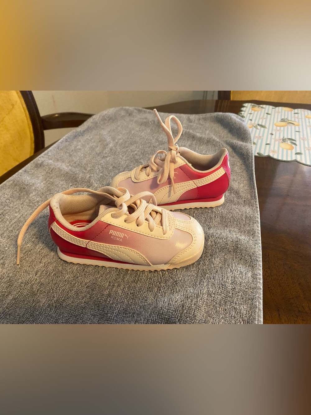 Puma Toddler Pink and White Roma Lace-Up Sneakers